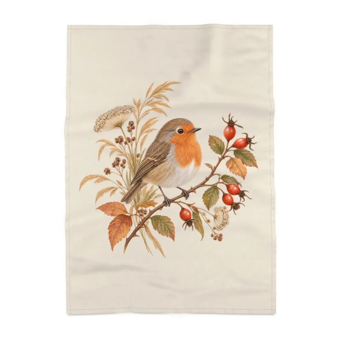 Rosehip Robin Tea Towel product view